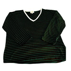 Something, Somewhere  100% Cotton Striped Long Sleeve Top - Black and Green